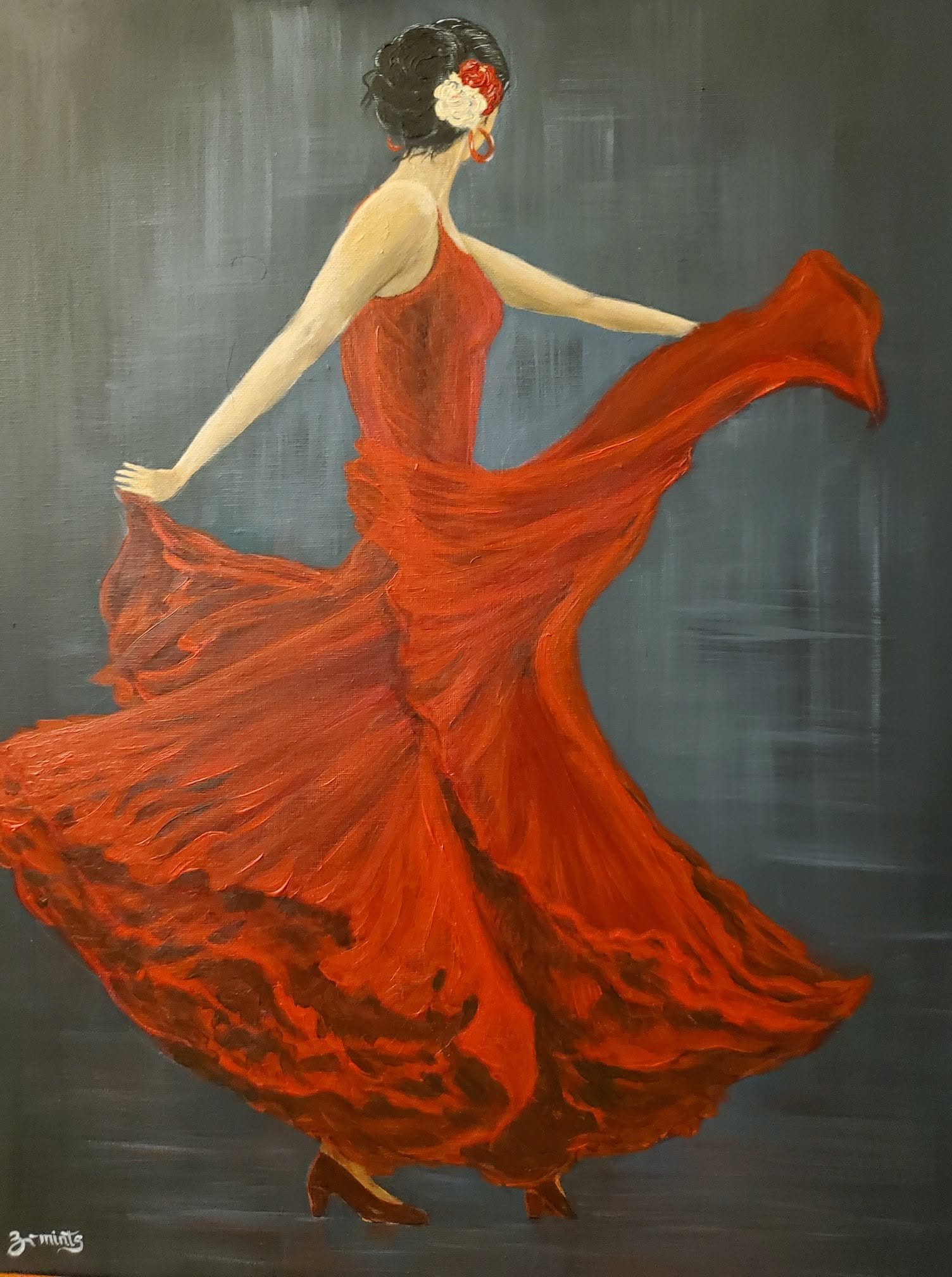 Flamenco 1 | Acrylics on stretched canvas | 16" x 20" | SOLD