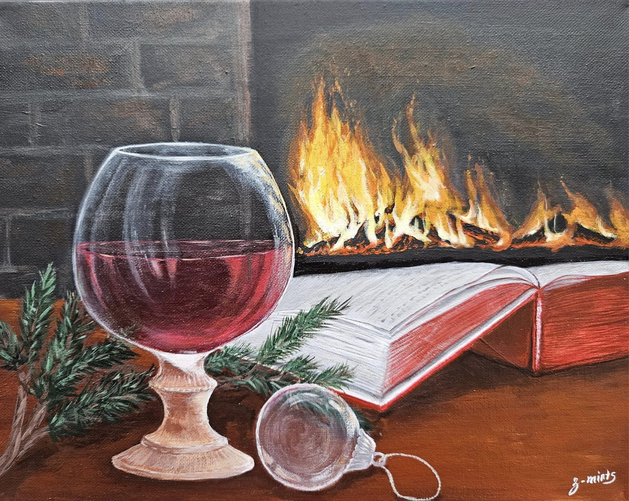 By The Fire | Acrylics on stretched canvas