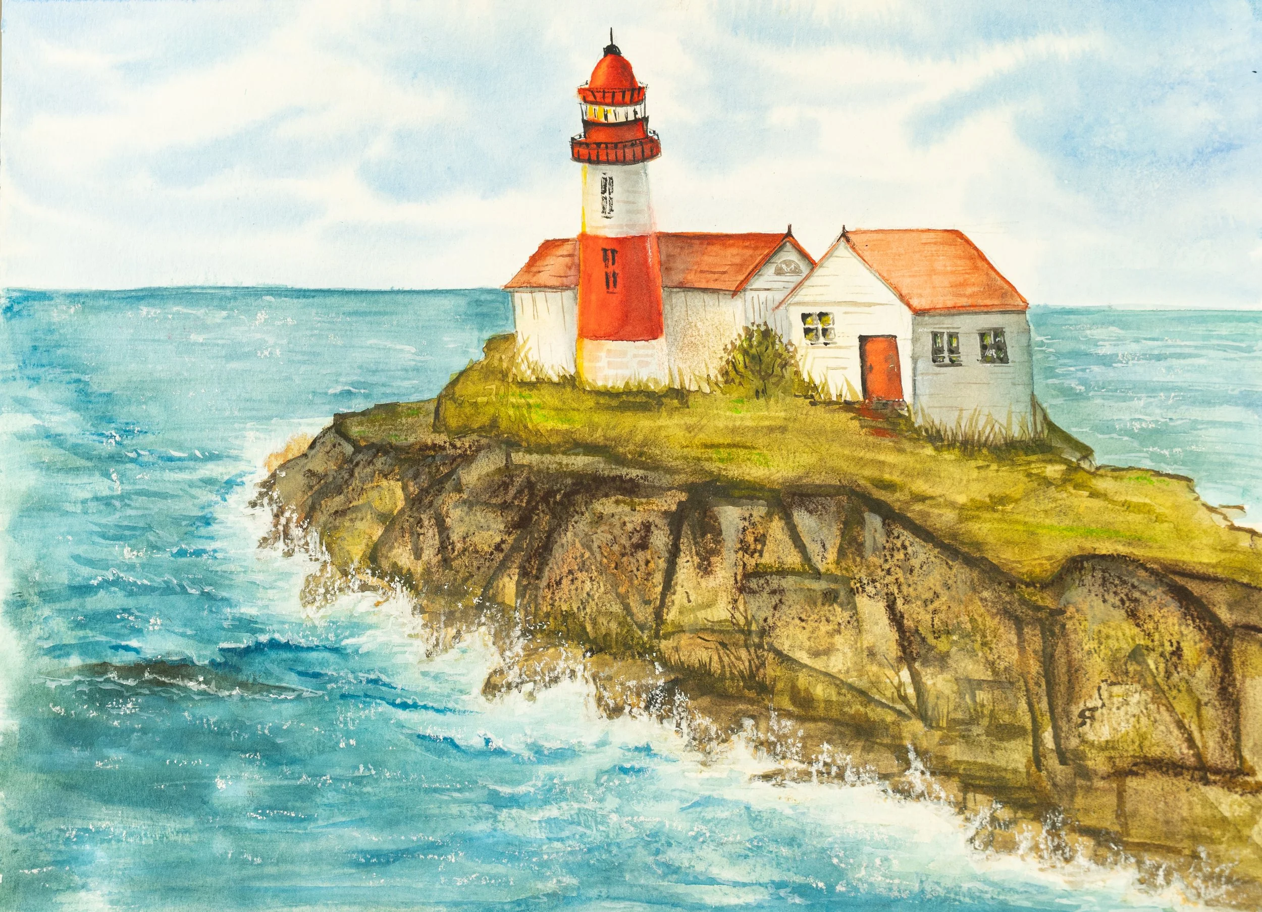 Lighthouse  | watercolor and soft pastels