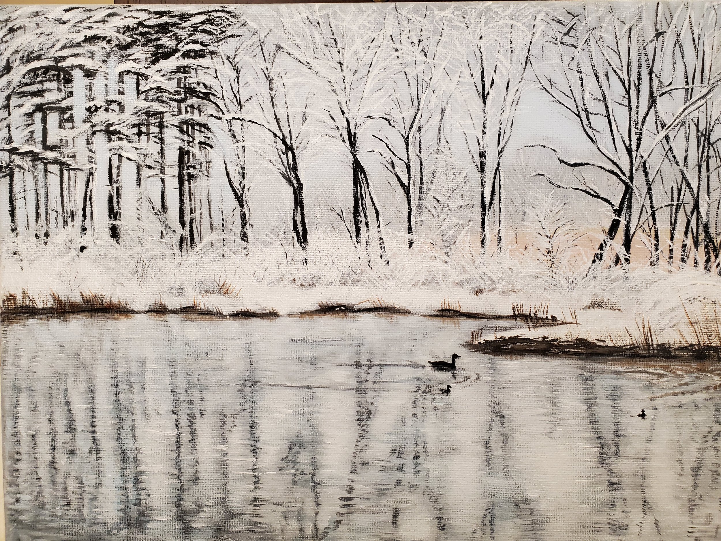 April snow in Iowa | Acrylics on stretched canvas 
