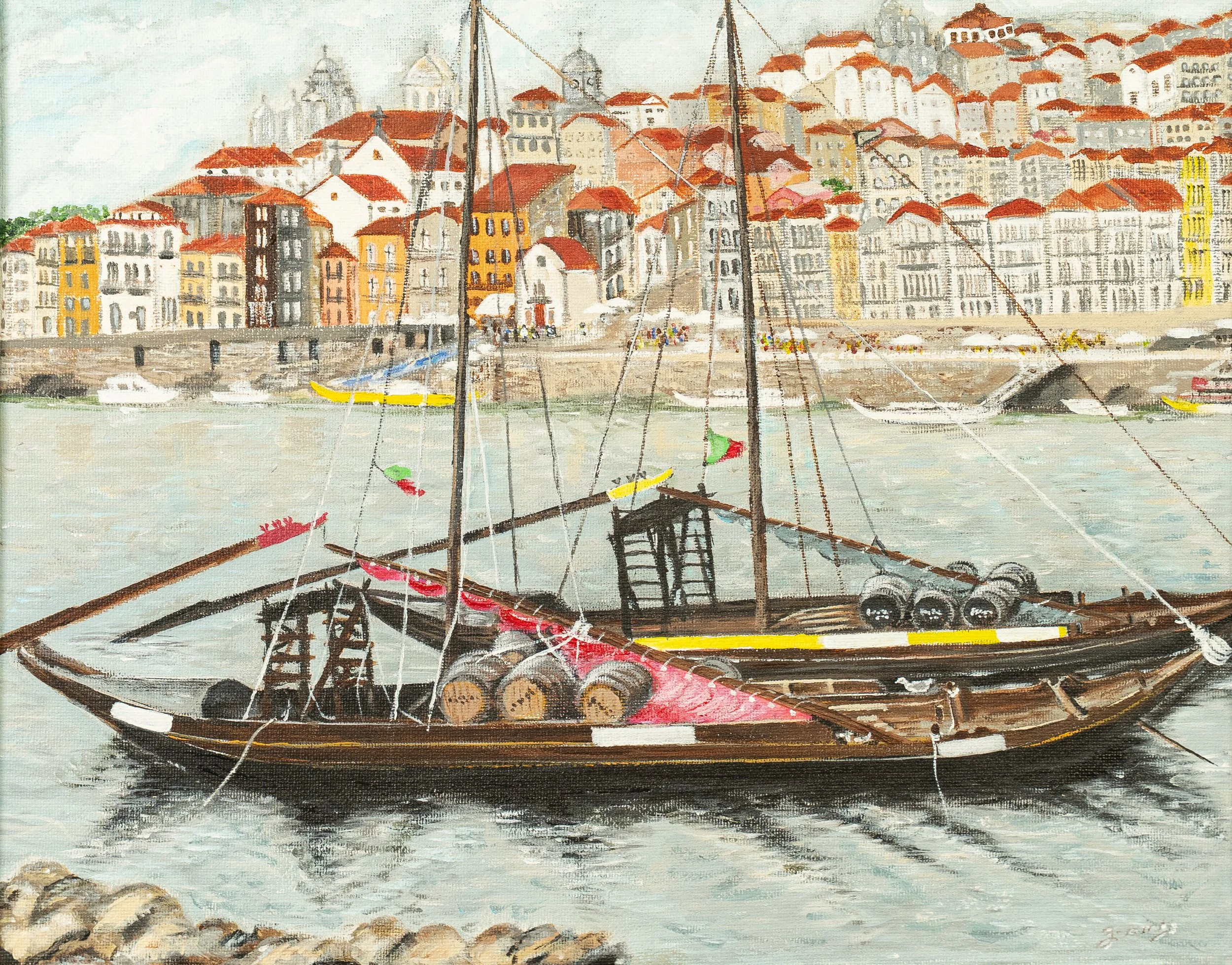 Wine boats of Porto (Portugal) | Acrylics on stretched canvas 