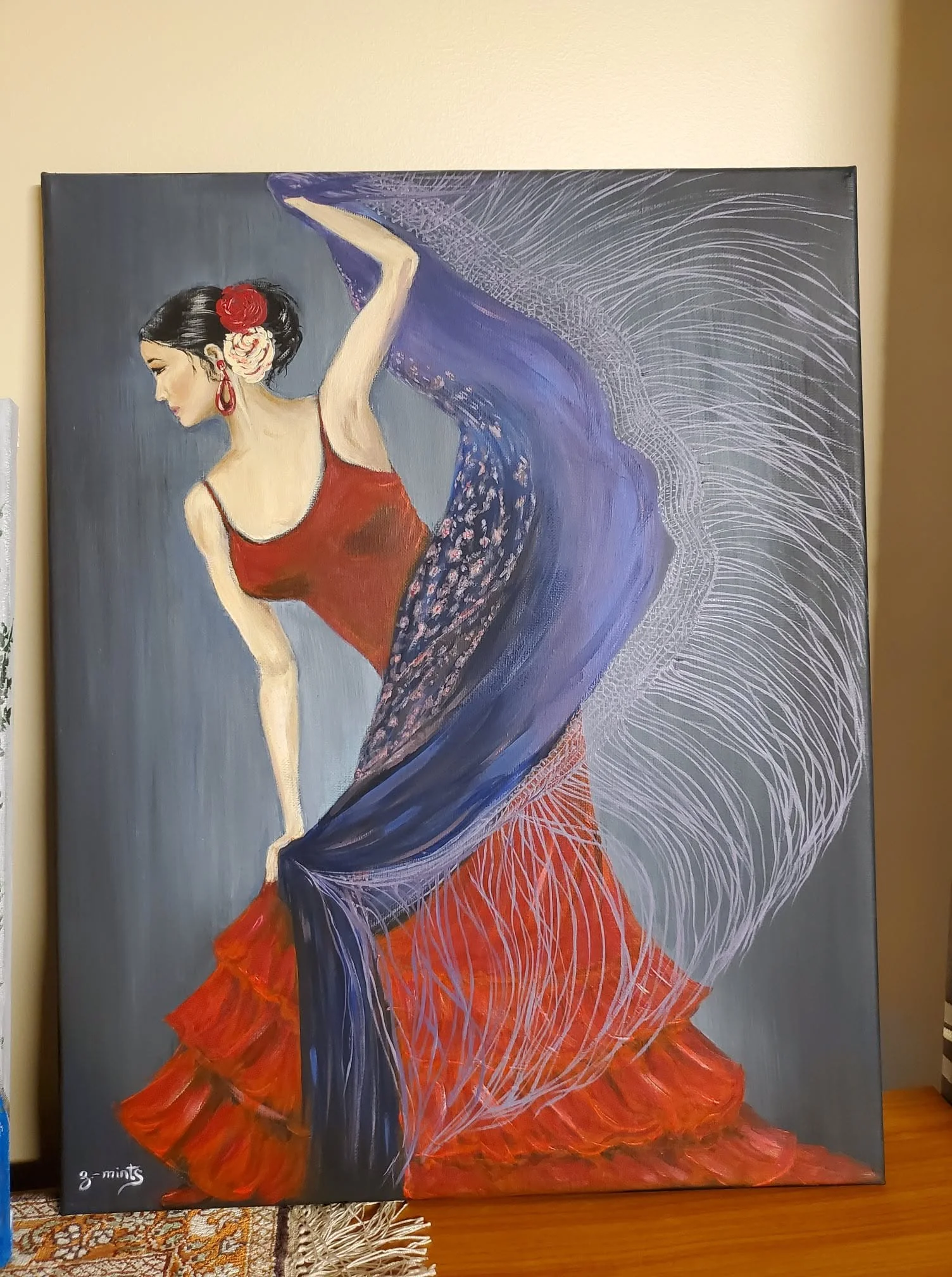 Flamenco 2 | Acrylics on stretched canvas | 16" x 20" | SOLD