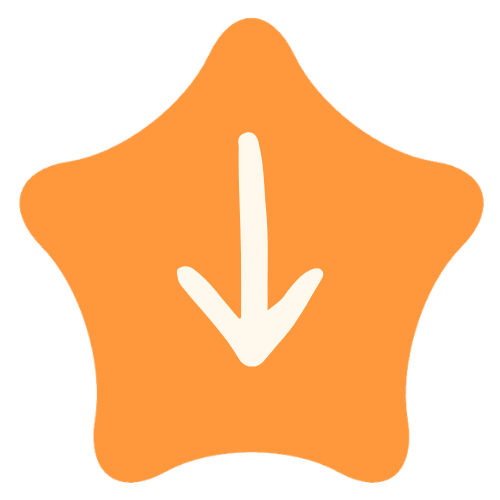 Orange star-shaped icon with a downward-pointing arrow in the center.