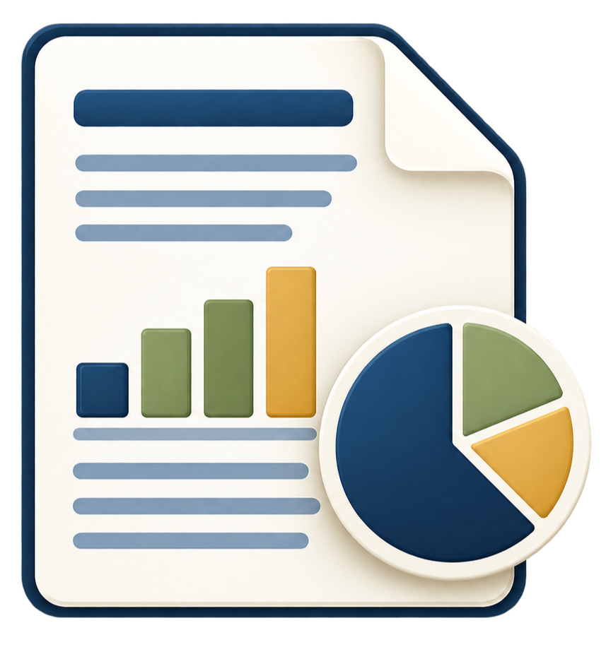 A file document with bar and pie charts.