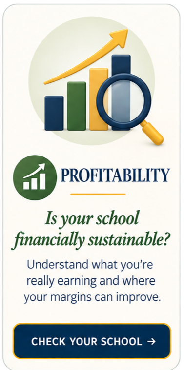 PROFITABILITY  Is your school financially sustainable?  Understand what you're really earning and where your margins can improve.