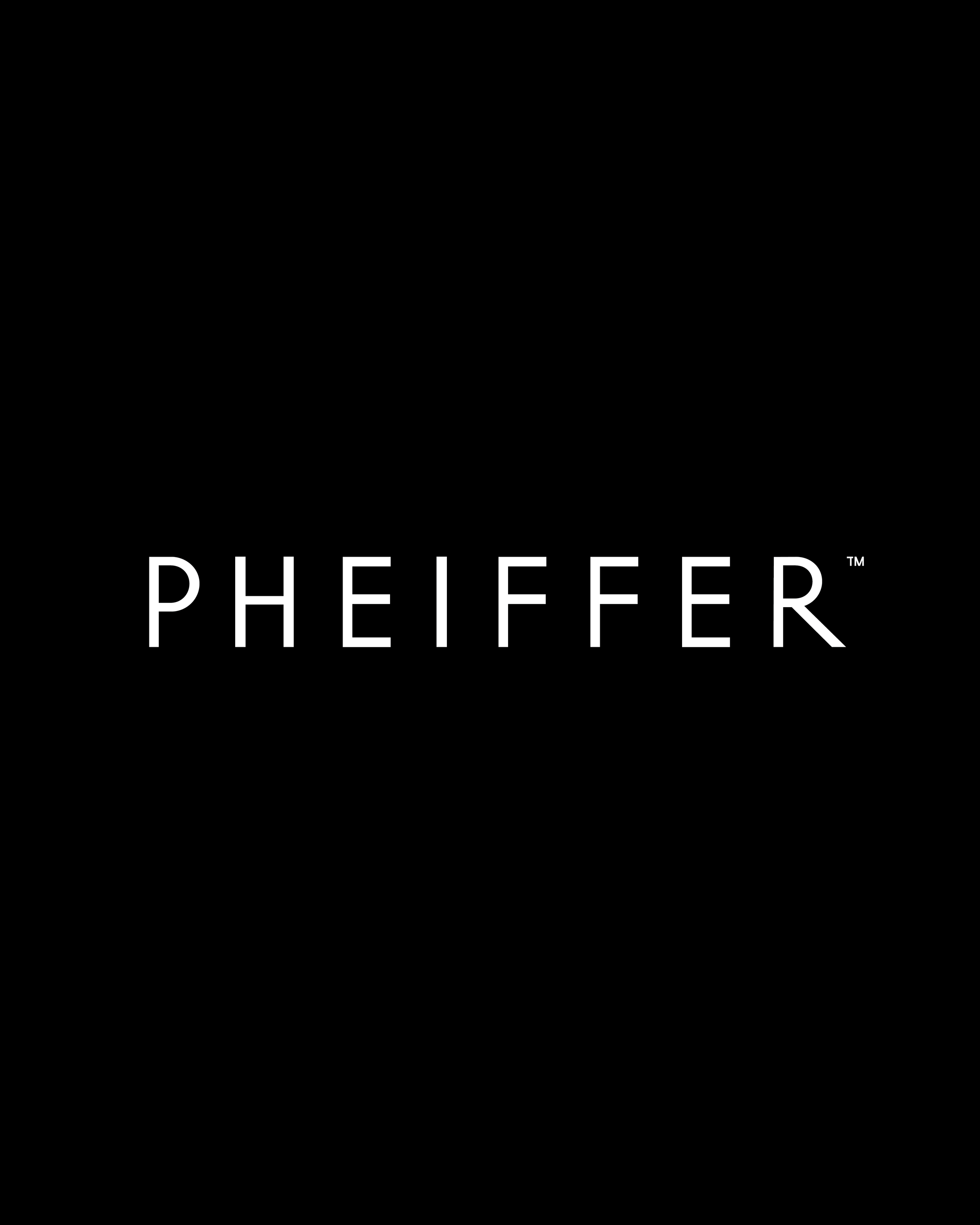 Pheiffer wordmark in white on black.