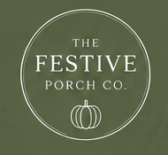 Logo for The Festive Porch Co. featuring a pumpkin icon.