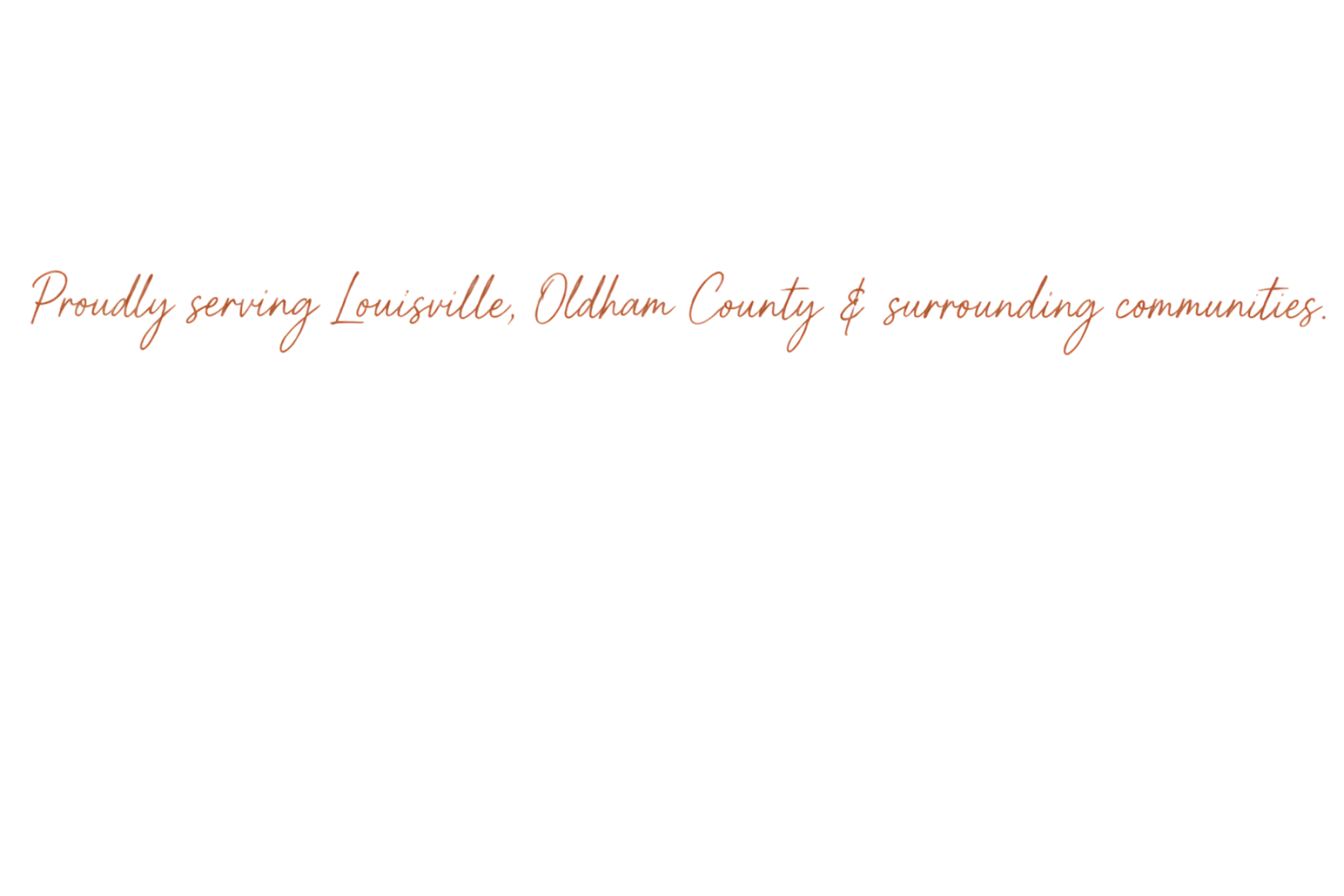 Logo with a black background, featuring a stylized bird icon at the top, with the text "Proudly serving Louisville, Oldham County & surrounding communities" in orange cursive below.