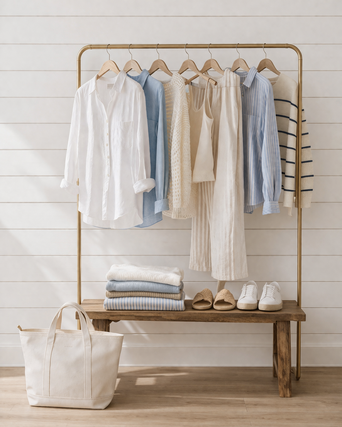 Coastal grandma capsule wardrobe.