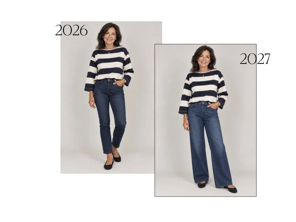 Woman in her 60s showing what to wear in 2027.
