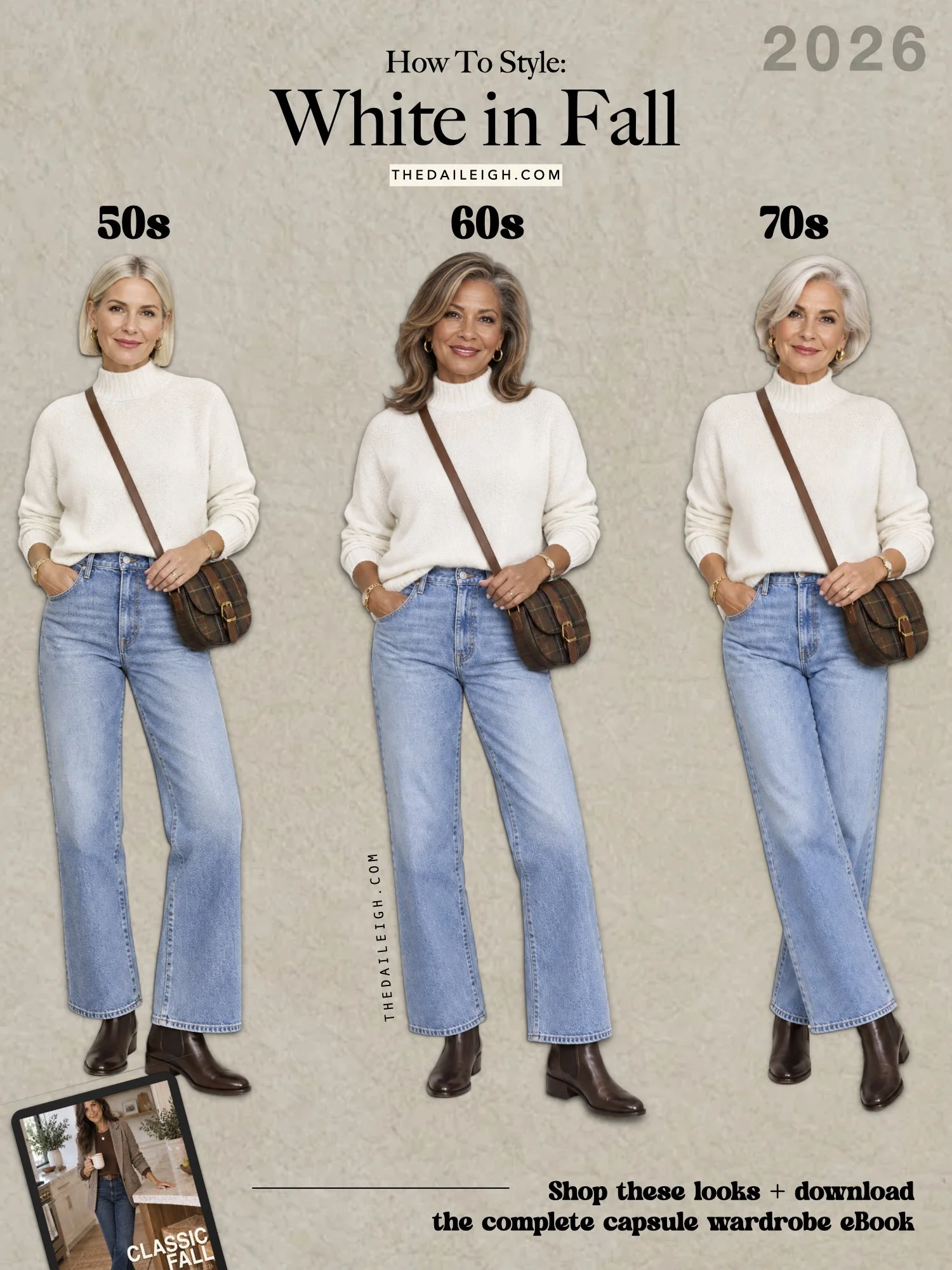 Women onver 50 showing to wear white after Labor Day.