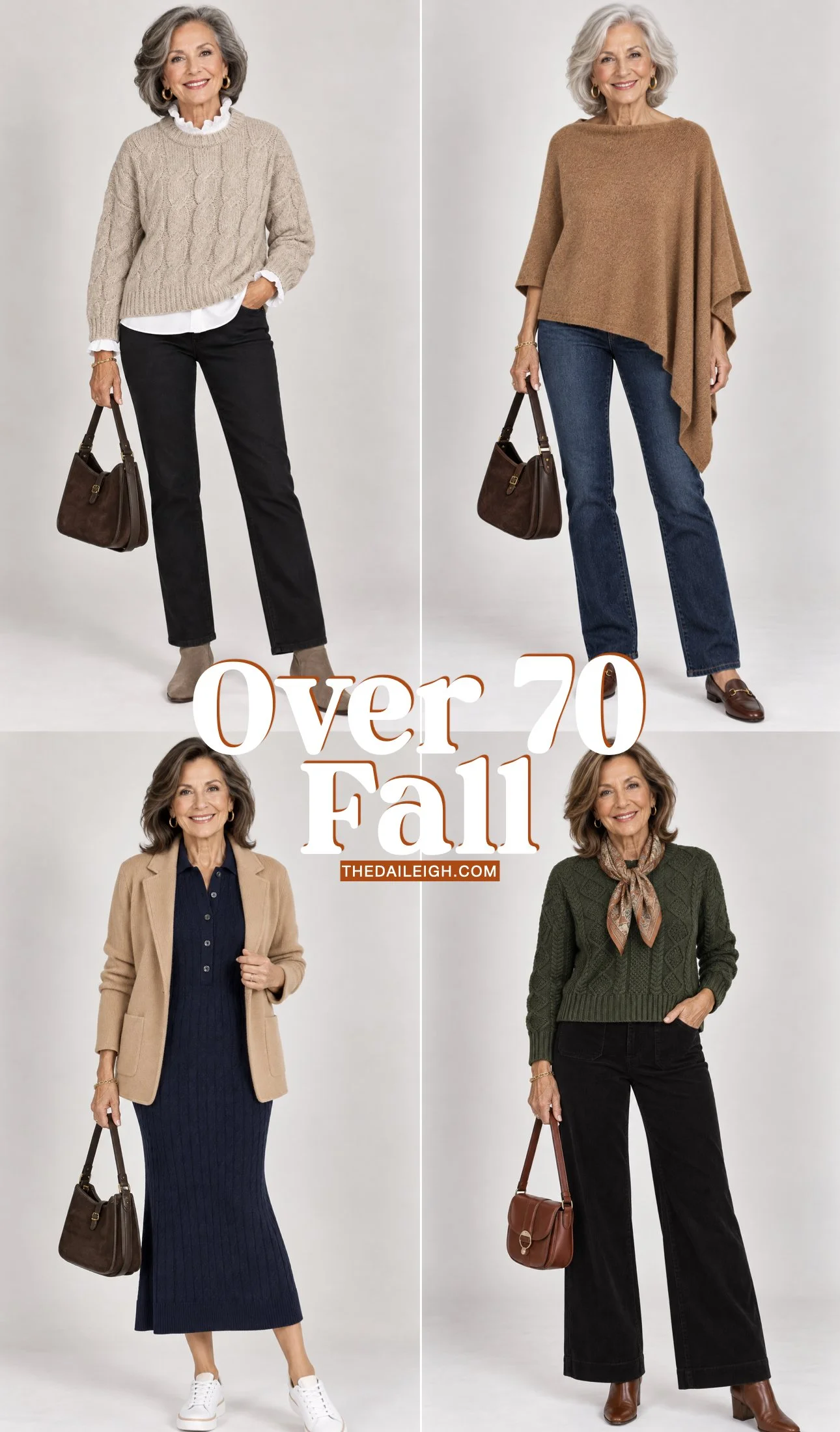 Women over 70 wearing fall outfits.