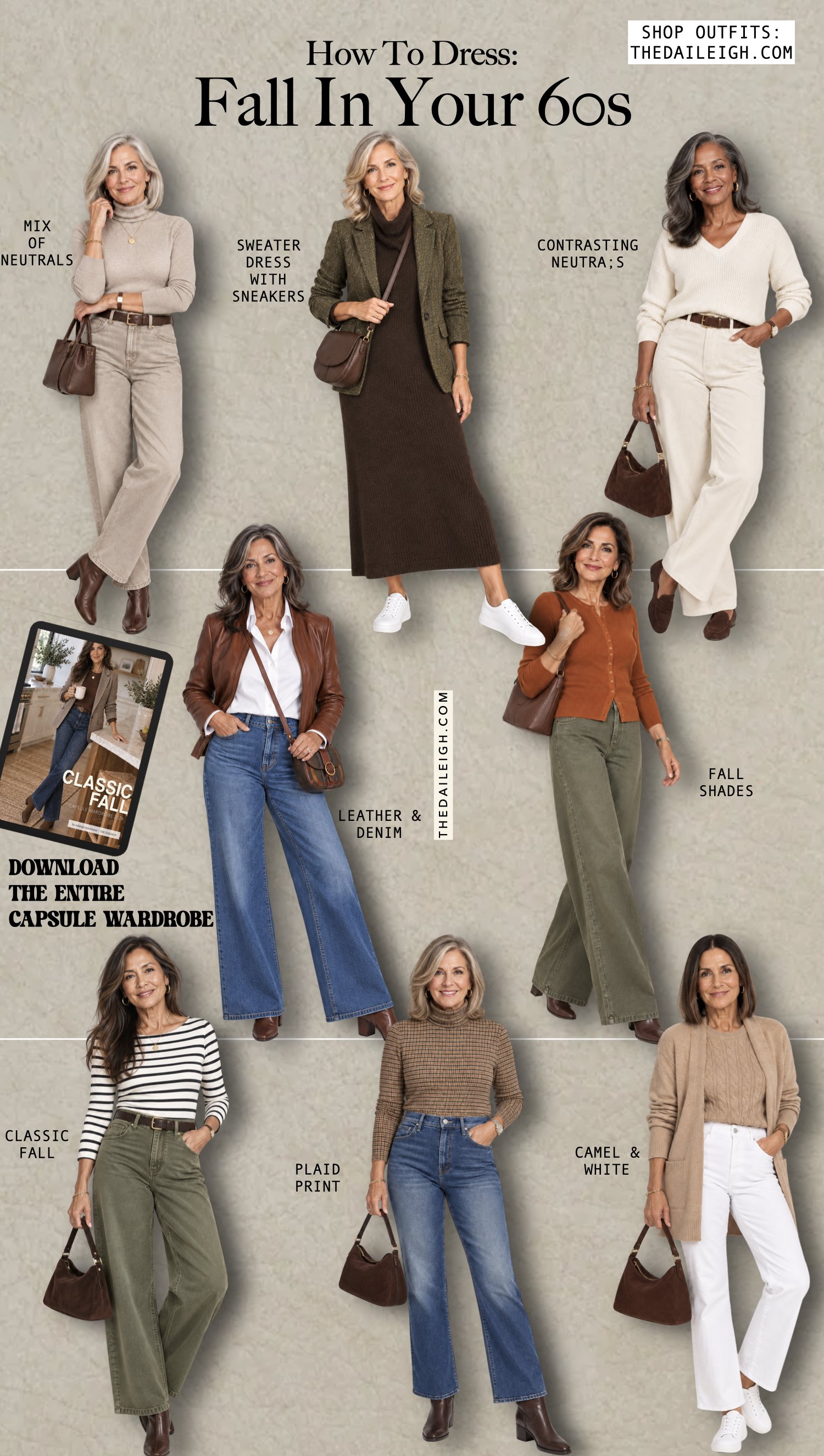 Fall outfit ideas for women in their 60s.