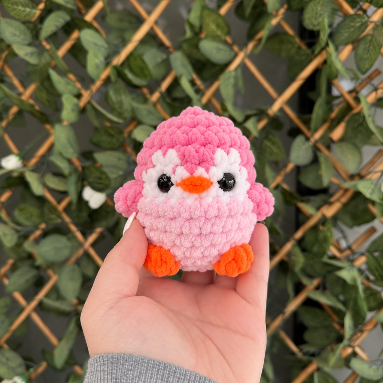 Pink Chenille Bird in Hand.png
