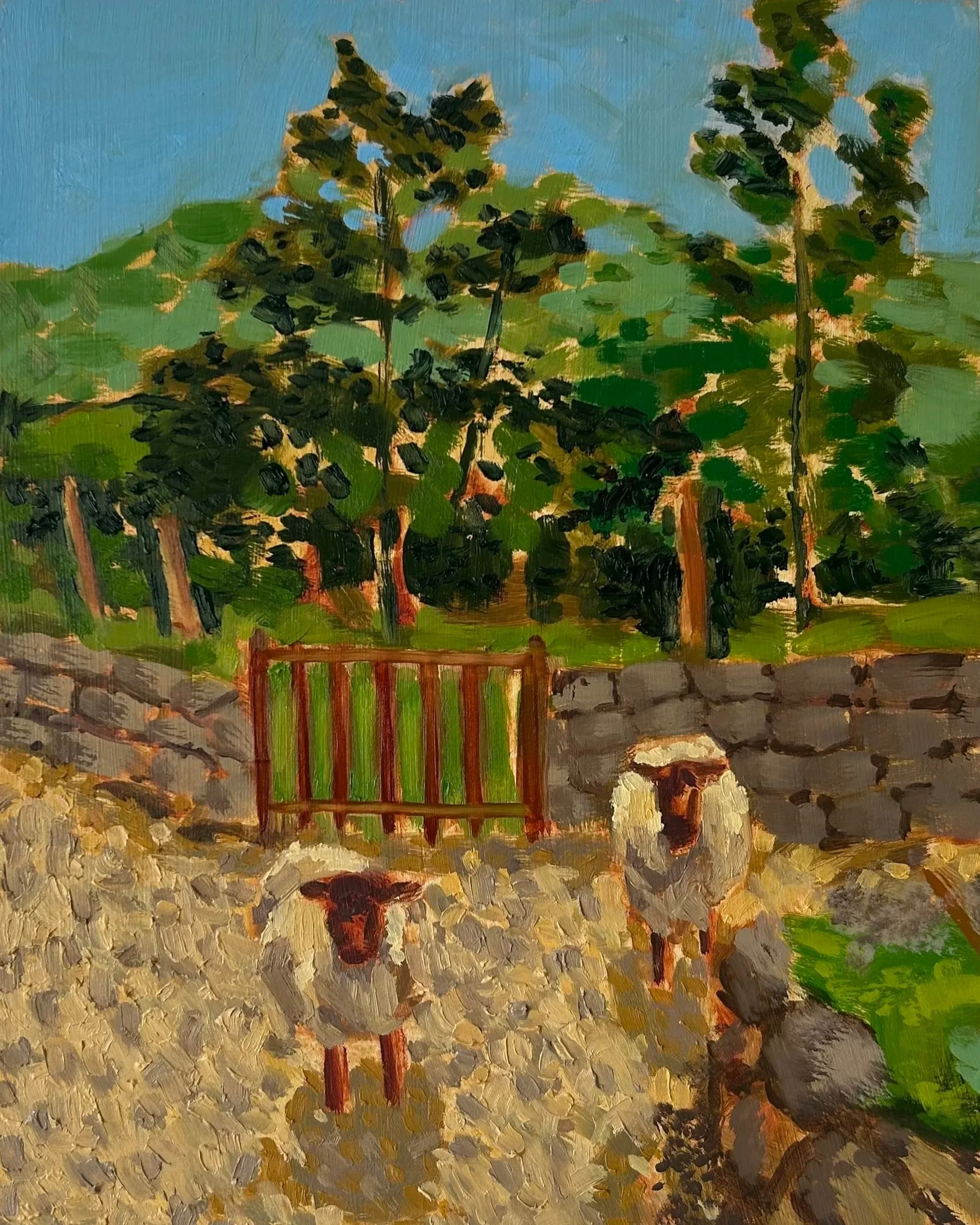 Yard Work, Original Oil Painting