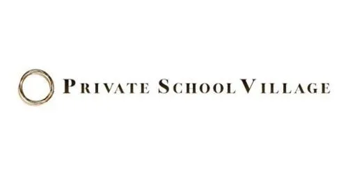 Logo for Private School Village with a gold ring icon and black text.