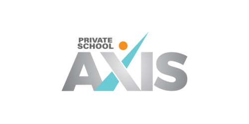 Logo with the word ABCS and the word AXIS stylized with a blue checkmark and an orange dot.