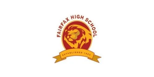 Fairfax High School logo featuring a lion's head and a ribbon with the text 'Established 1924'.