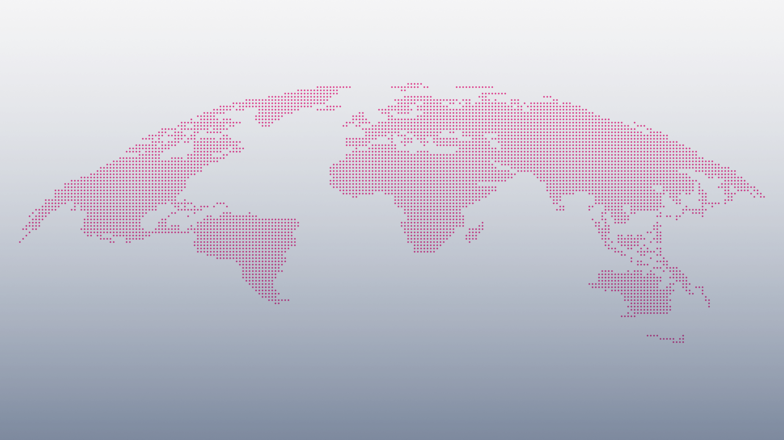 Digital map of the world created with pink dots on a dark background.