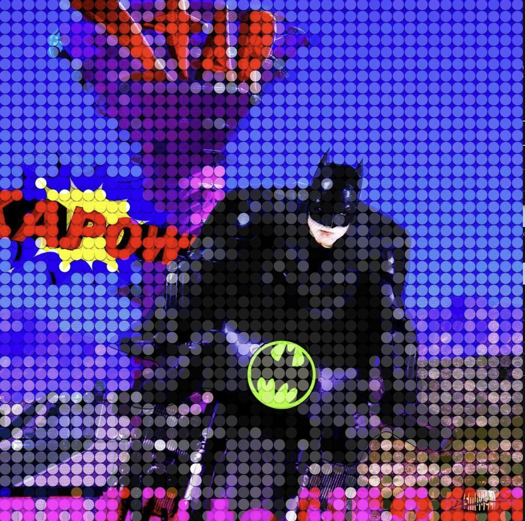 David Smouha Kapow 2025, sublimation dye print on aluminium,, 103 x 103cm edition 1/1 framed