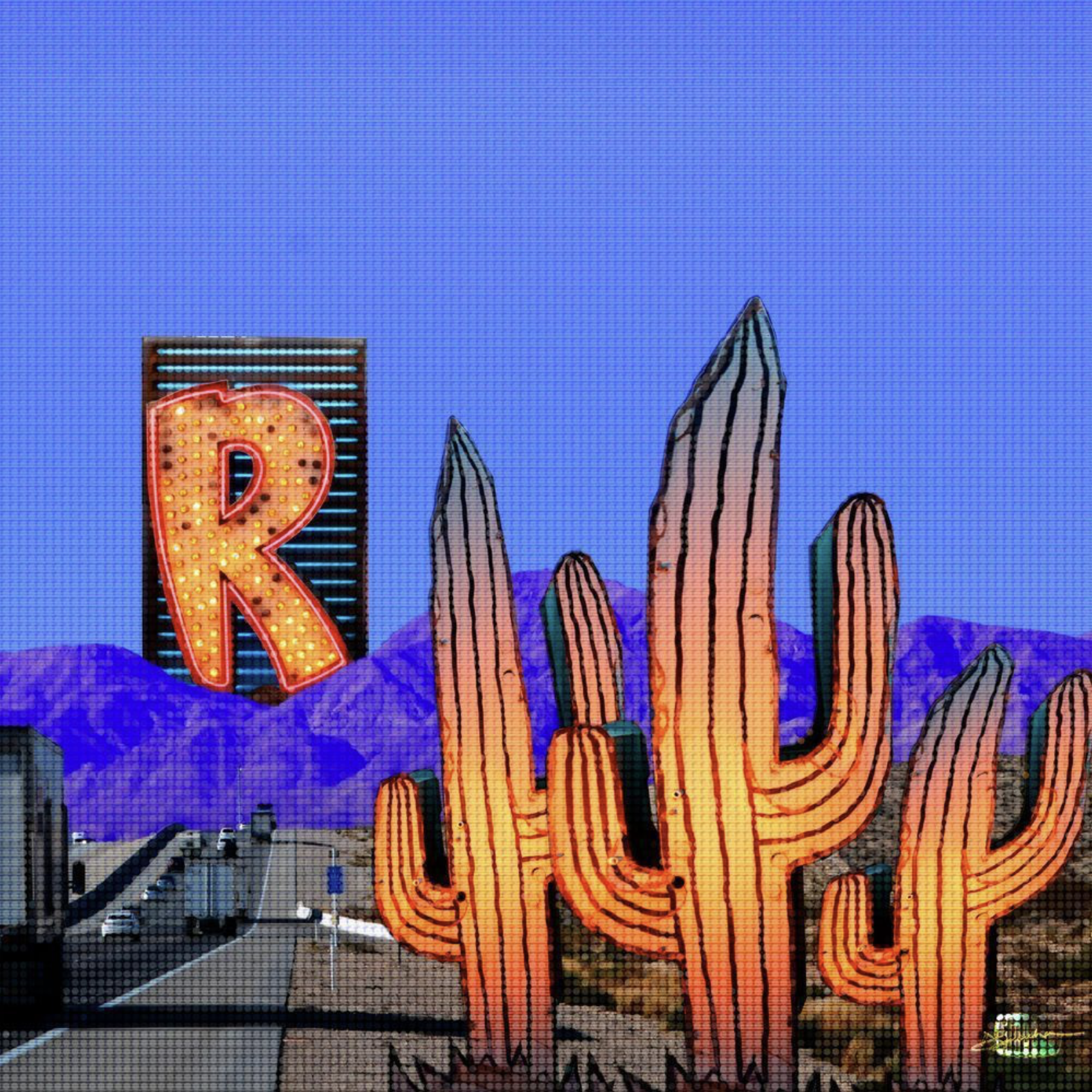 David Smouha Ranch Cactus 2025, giclee print on cotton rag paper, edition 1/10, 112 x 112cm framed