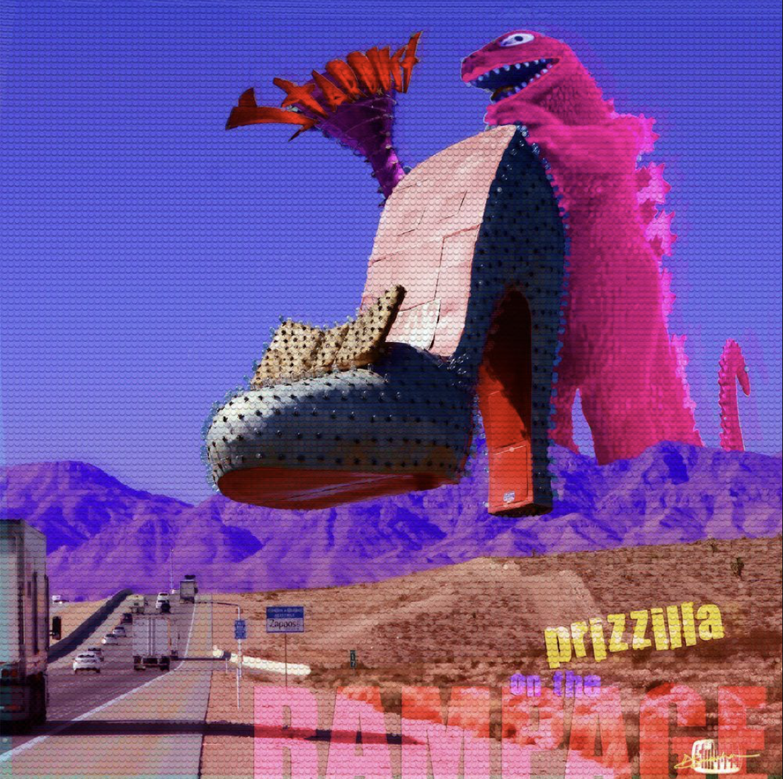 David Smouha, Prizilla Rampage 2025, giclee print to 100% cansen cotton rag paper, edition 1/1, 111 x 111cm framed