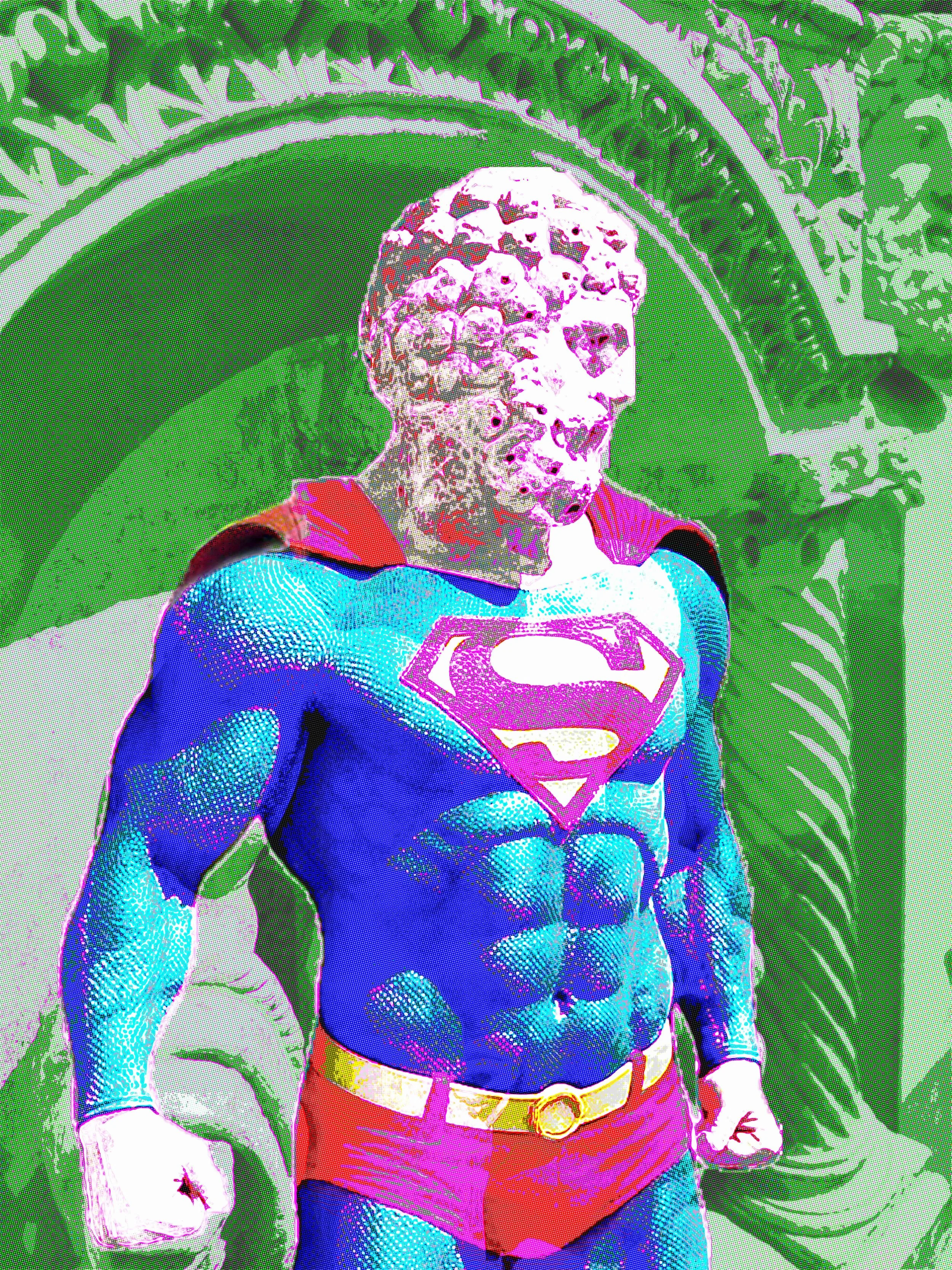 David Smouha, Green Super Warrior 2026, sublimated dye print to aluminium, 90 x 70cm edition 1/1