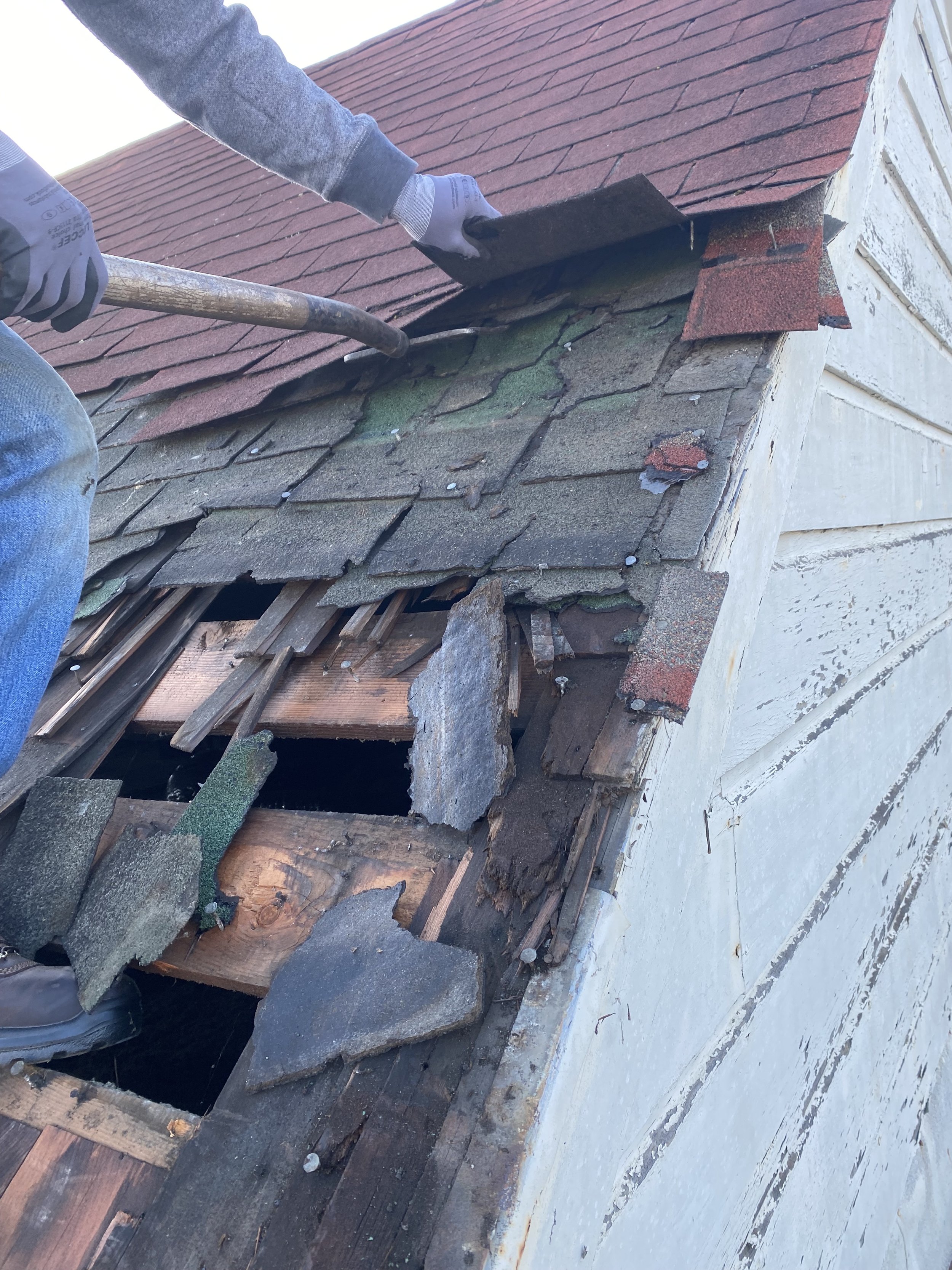 Tear-off exposing severely deteriorated