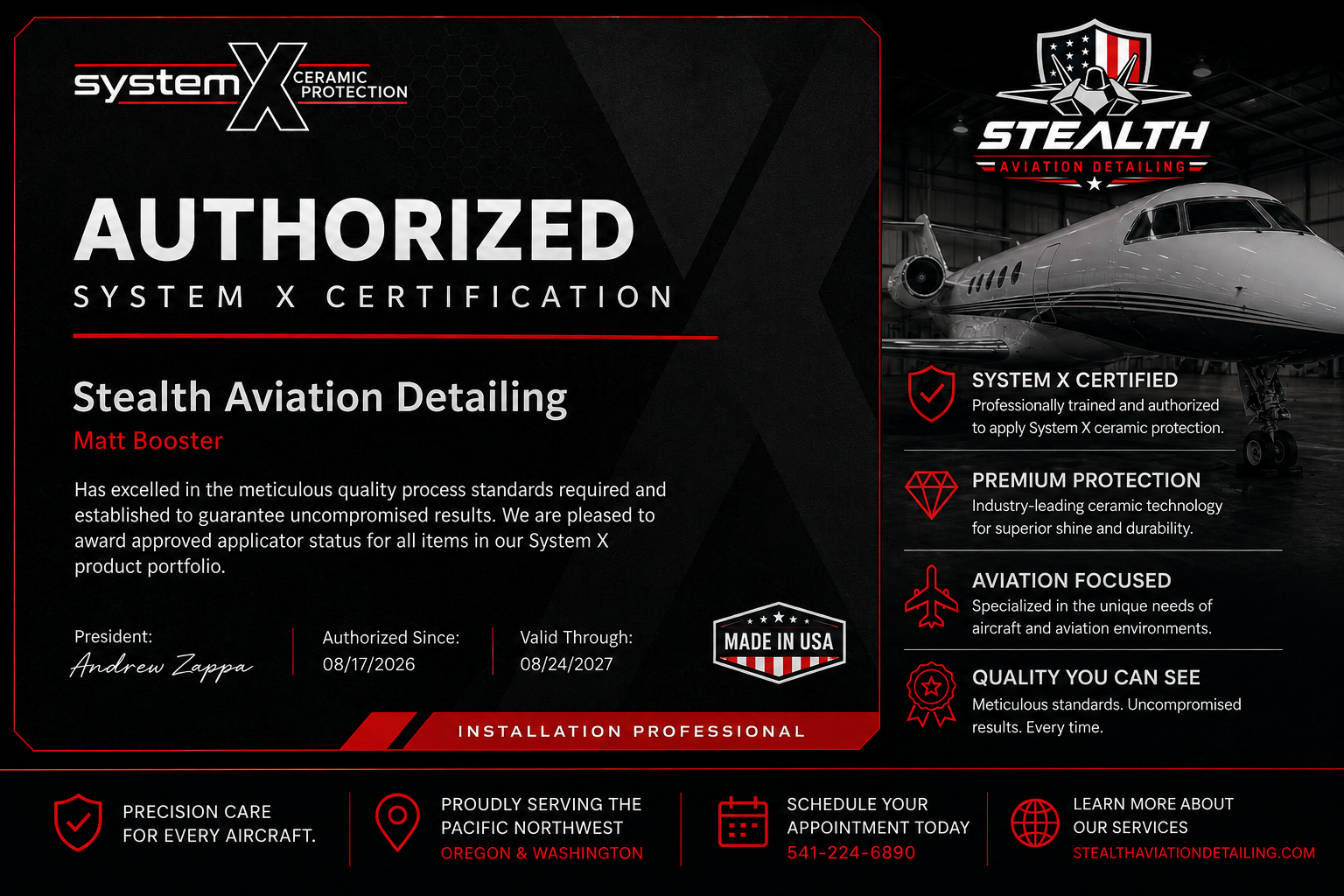 System X Ceramic Coatings Certified Installer Ceramic Coatings Aviation Detailing