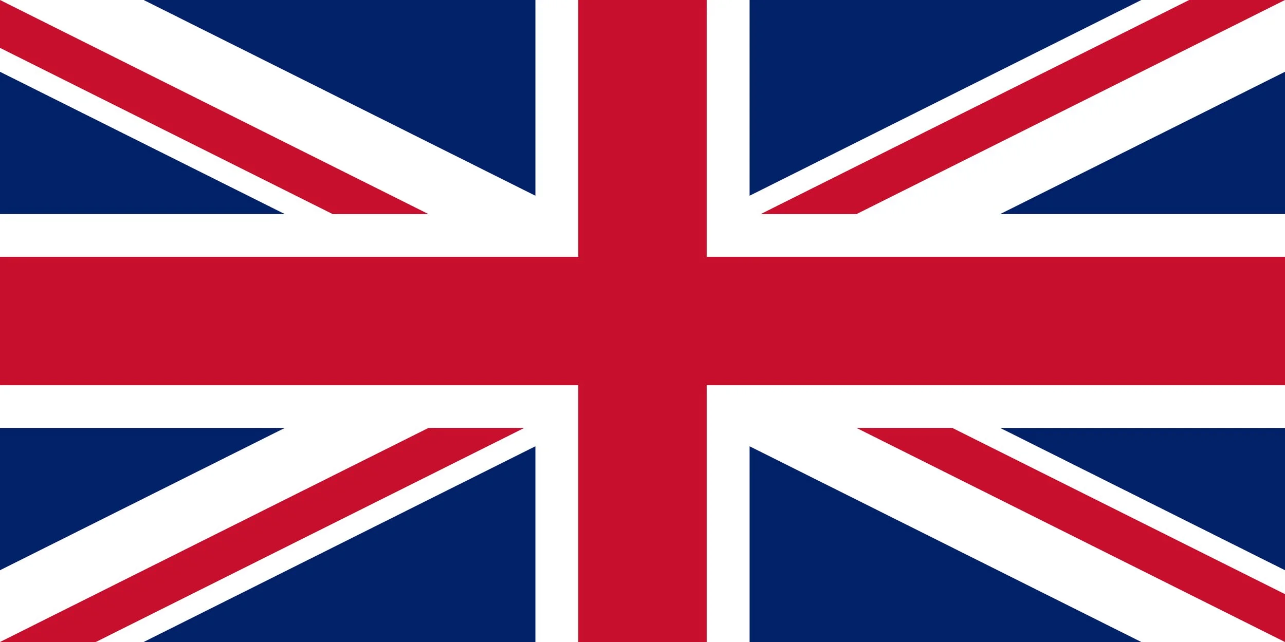 The image shows the Union Jack, the national flag of the United Kingdom, with its distinctive red, white, and blue design.
