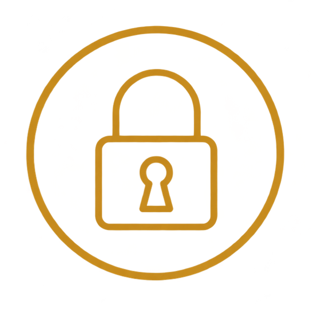 Icon of a padlock inside a circle, symbolizing security or lock.