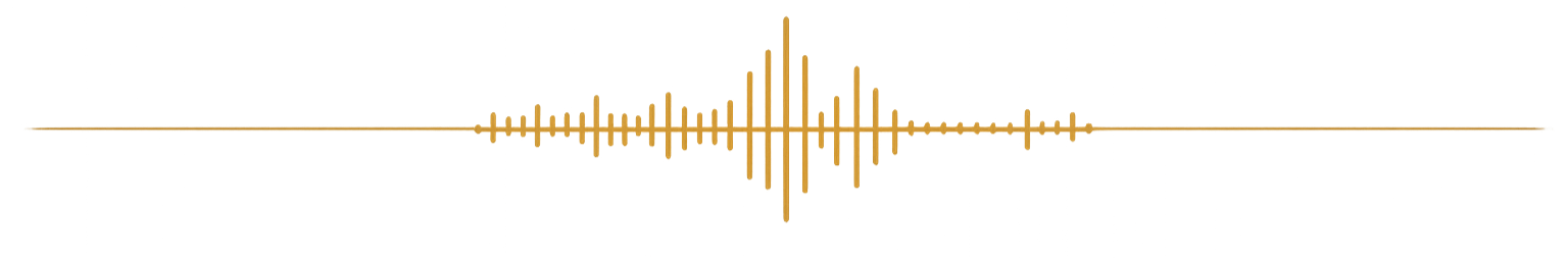 Audio waveform display with a central peak and symmetrical smaller peaks on either side.