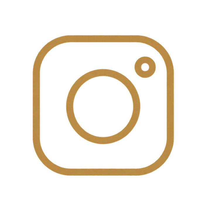 Outline of an Instagram camera icon in gold color.