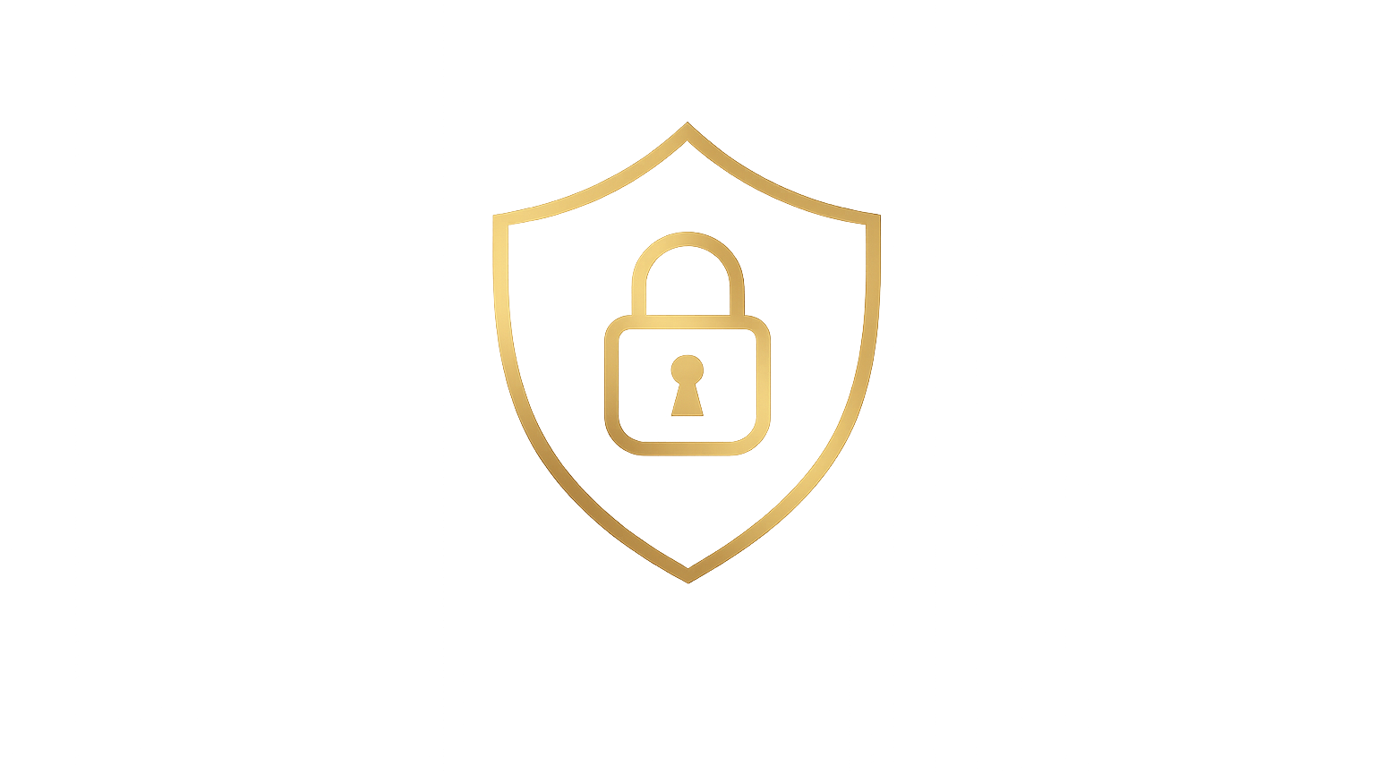 Gold shield with a lock icon on a purple background.