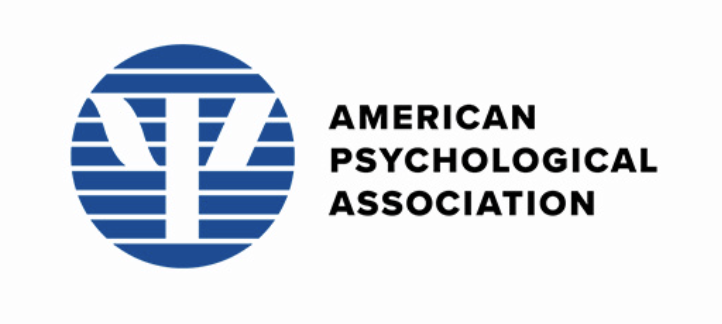 Logo of the American Psychological Association with a blue circular emblem and black text.