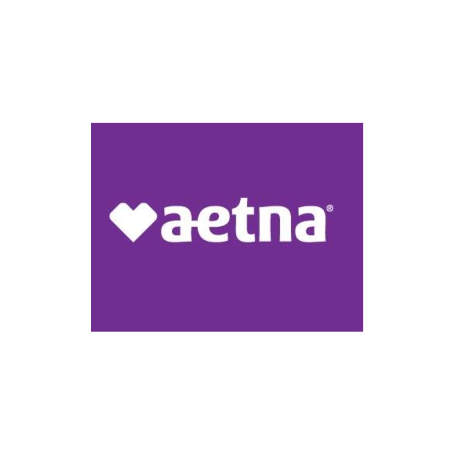 A purple background with the white Aetna logo, which includes a stylized heart shape and the word 'aetna' in lowercase letters.
