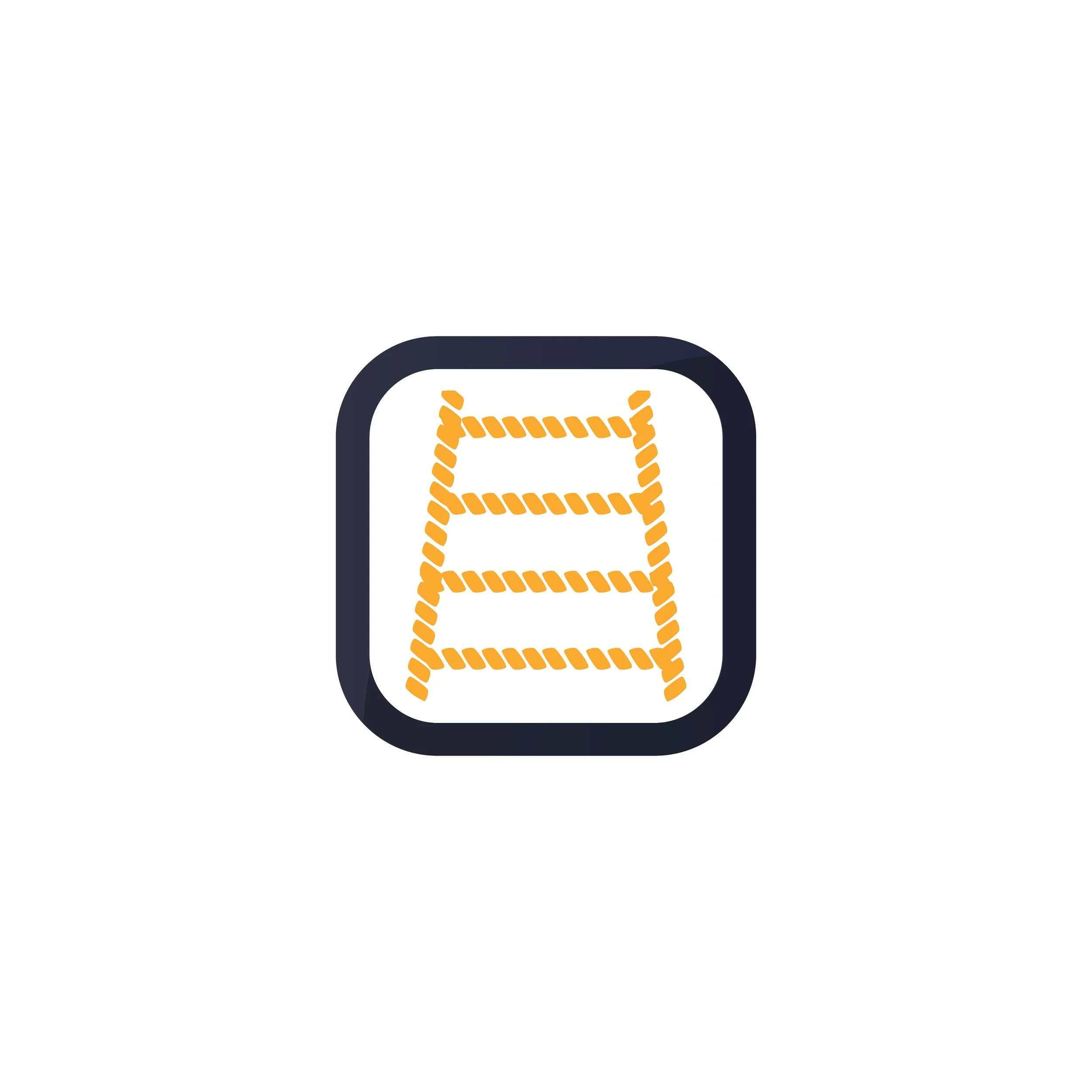 Illustration of a hand inside a square with rounded corners, made of orange and black lines, resembling a social media or messaging app icon.