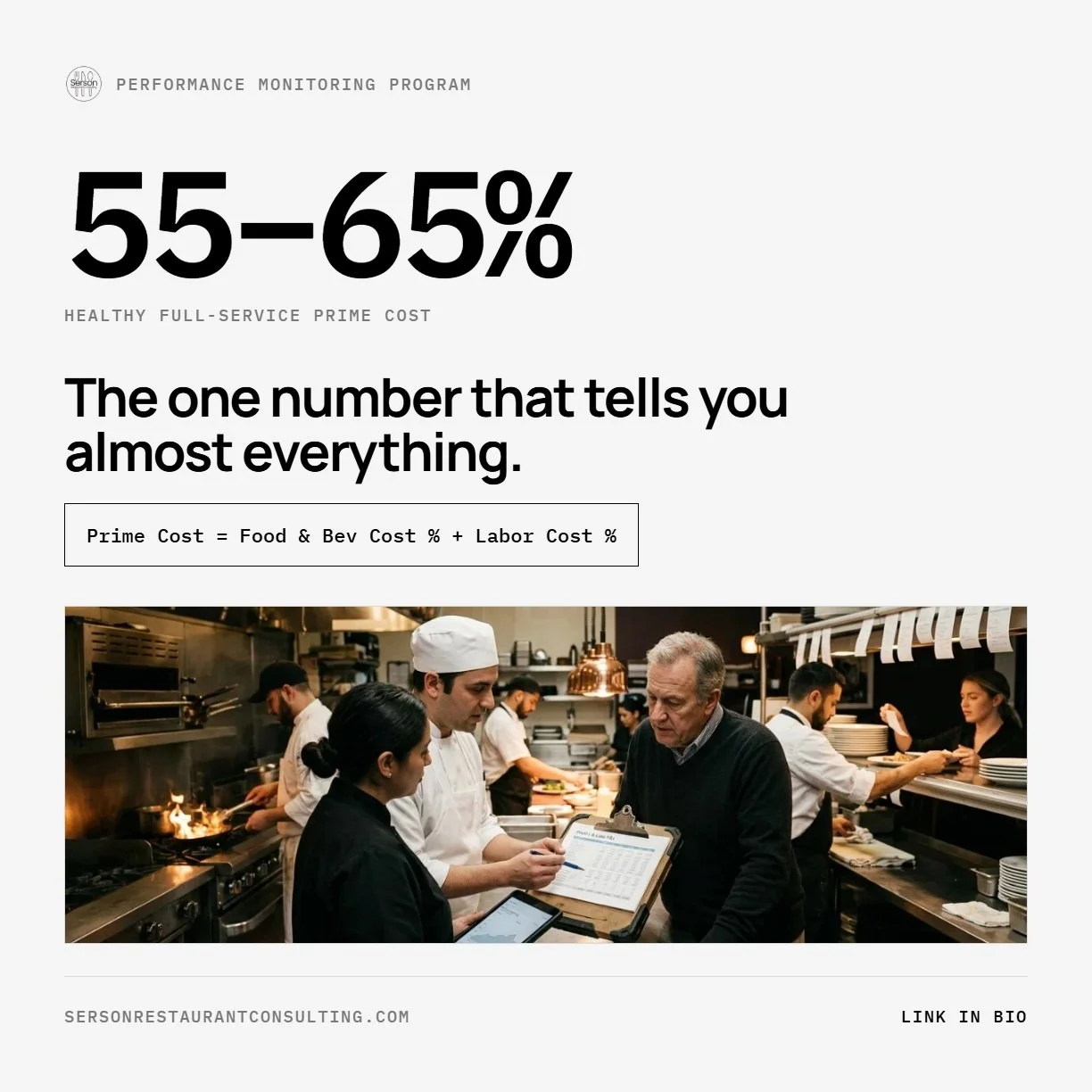 Prime Cost = Food &amp; Bev Cost % + Labor Cost %. That's it. But it's the single best health check on a restaurant P&amp;L, because almost everything that goes wrong shows up here eventually. Healthy full-service restaurants usually run somewhere in