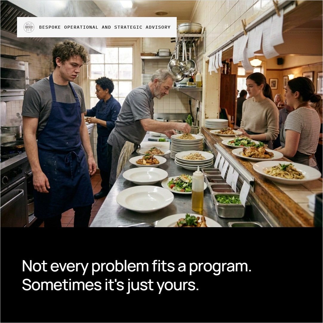 Chaos in the kitchen. Chaos on the desk. Sound familiar?

Every restaurant hits the wall where the day-to-day just isn't sustainable anymore &mdash; no SOPs, paperwork piling up, staff running on instinct instead of a system.

Bespoke Operational and