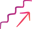 Colorful abstract staircase with pink and purple hues against a black background.