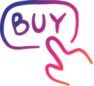 Colorful button with the word 'buy' and a pointing finger icon.