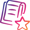 A neon pink and purple drawing of a music note with a star