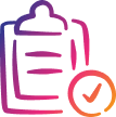 A pink and purple graphic illustration of a health care or emergency document with a red cross, with a small orange and yellow pill or capsule icon to the right.