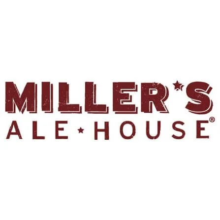Miller's Ale House logo with bold maroon text and stars.