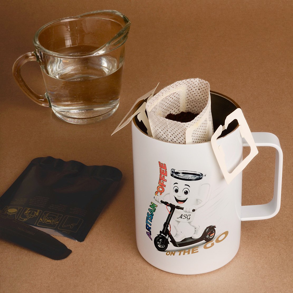 ASG Coffee | Artisan Coffee On the Go | Prefilled Single Serving Coffee Filter with Artisan Coffee Travel Mug.jpg