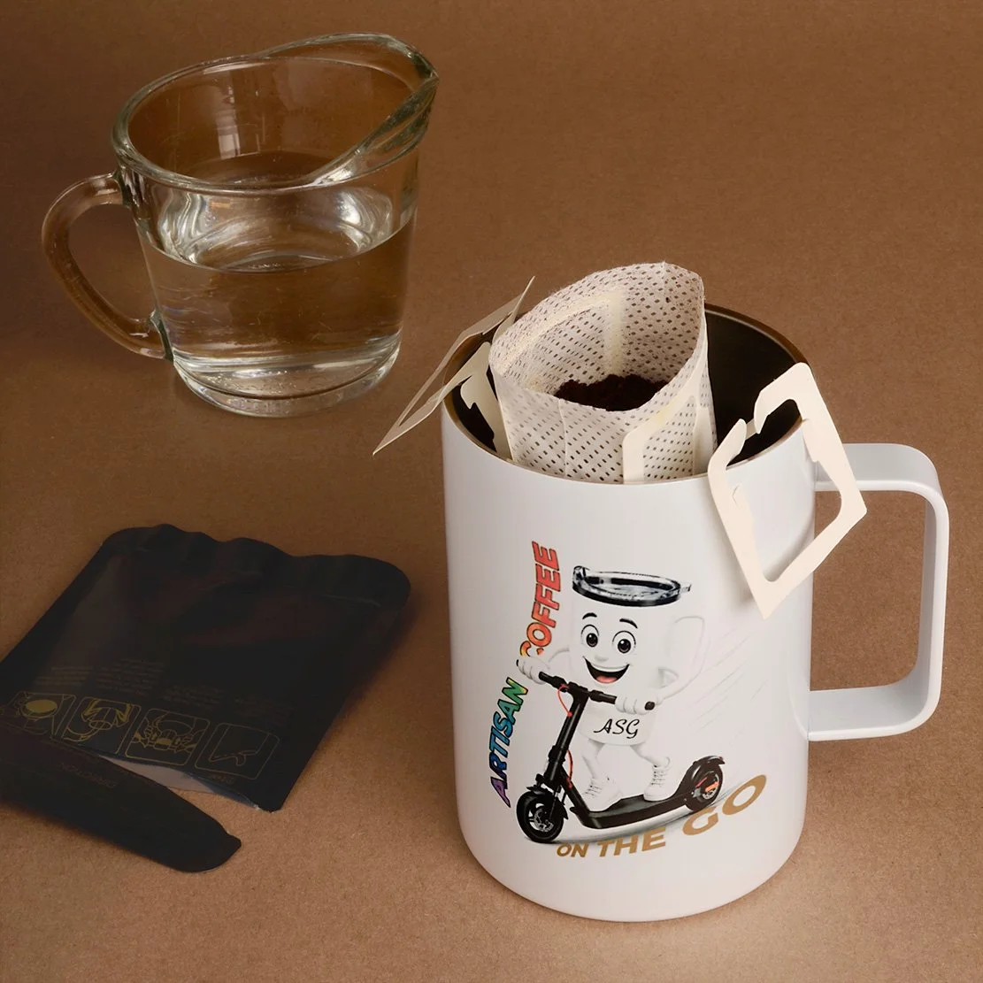 ASG Coffee | Artisan Coffee On the Go | Prefilled Single Serving Coffee Filter with Artisan Coffee Travel Mug.jpg