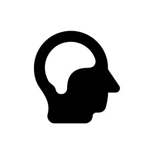 Icon of a human head with a brain outline inside, symbolizing thinking or mental processes.
