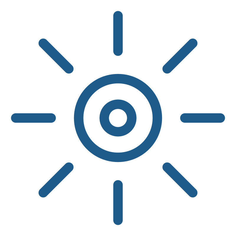 Abstract icon of a target or radar with radiating lines.