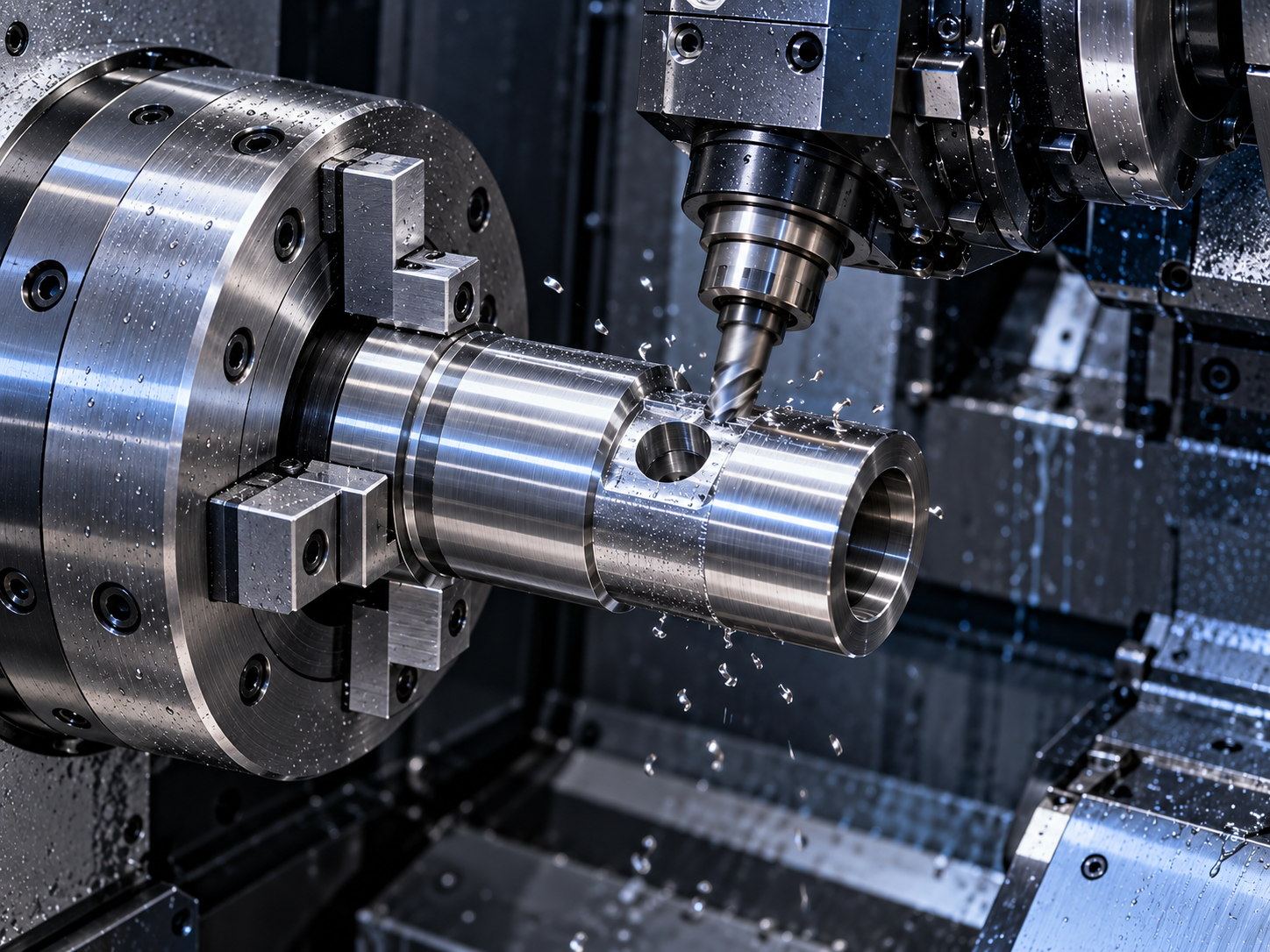 CNC turning with live tooling for precision component manufacturing