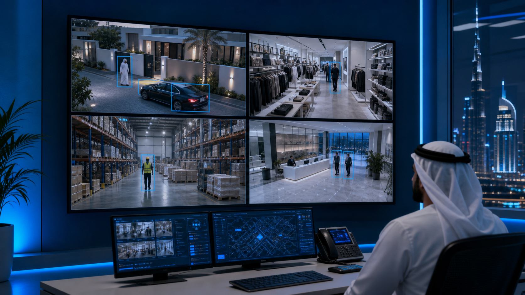 AI video surveillance camera monitoring and intelligent CCTV security analytics by Starface across the UAE